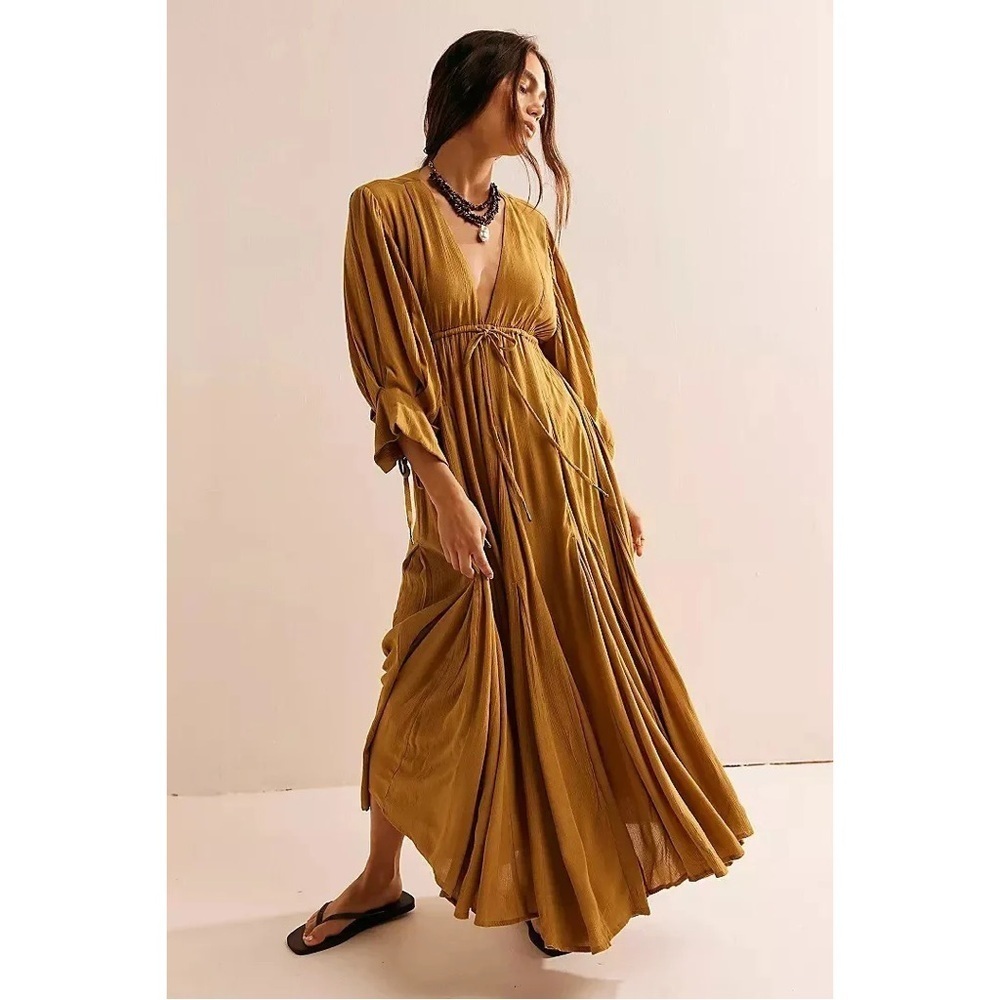 ✨ Free People Free-est “Just Like Paradise” Maxi Dress – XS — Golden Eagle ✨